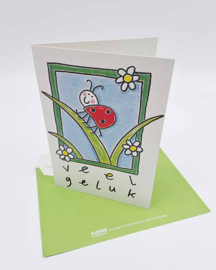 Wenskaart lieveheersbeestje, veel geluk