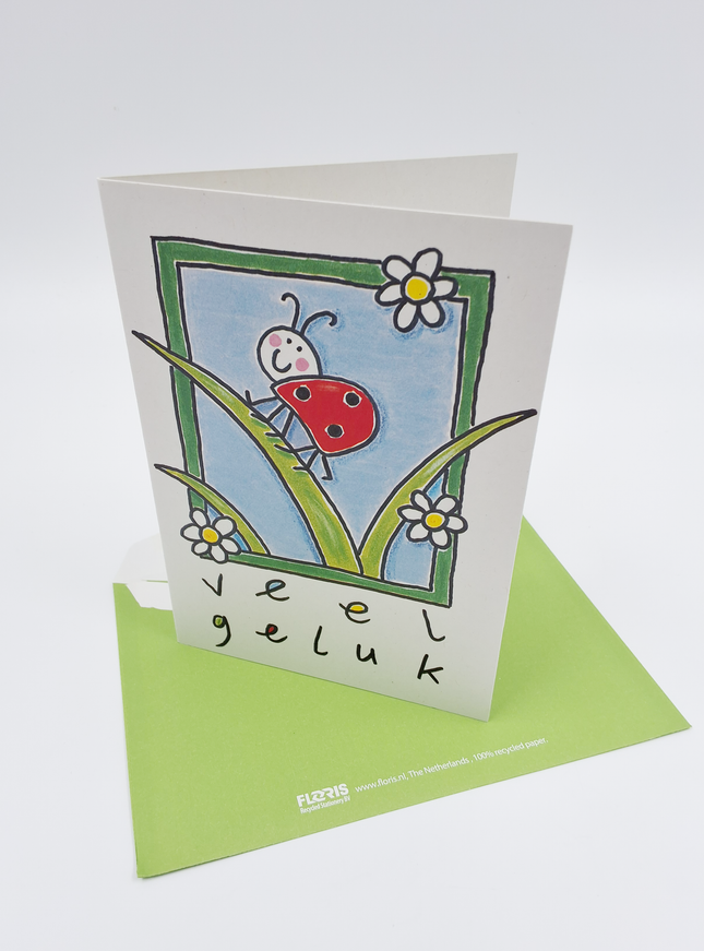 Wenskaart lieveheersbeestje, veel geluk