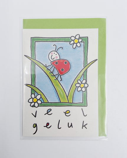 Wenskaart lieveheersbeestje, veel geluk