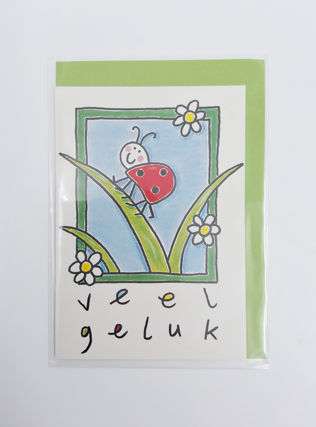 Wenskaart lieveheersbeestje, veel geluk