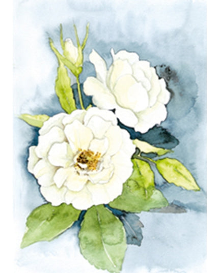 Wenskaart twee witte rozen