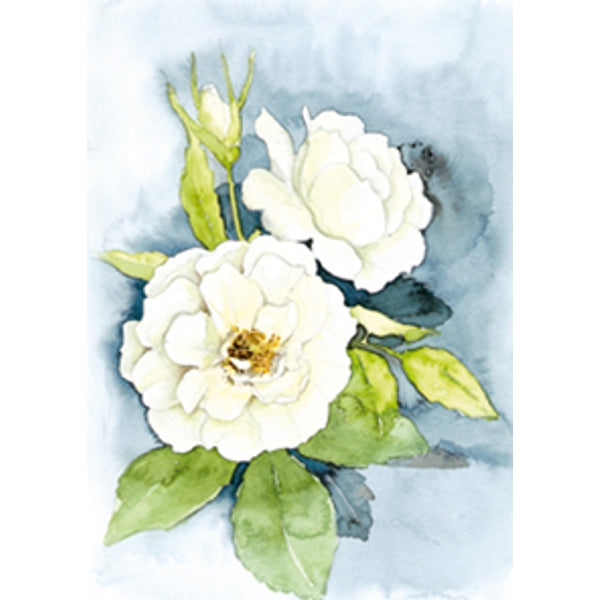 Wenskaart twee witte rozen
