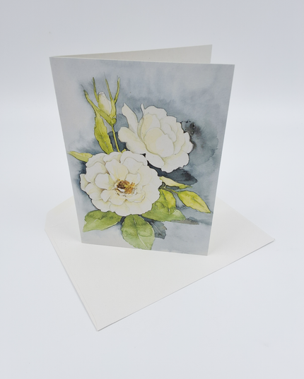 Wenskaart twee witte rozen