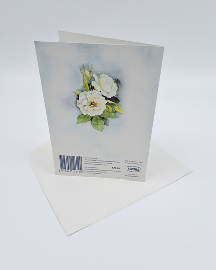 Wenskaart twee witte rozen