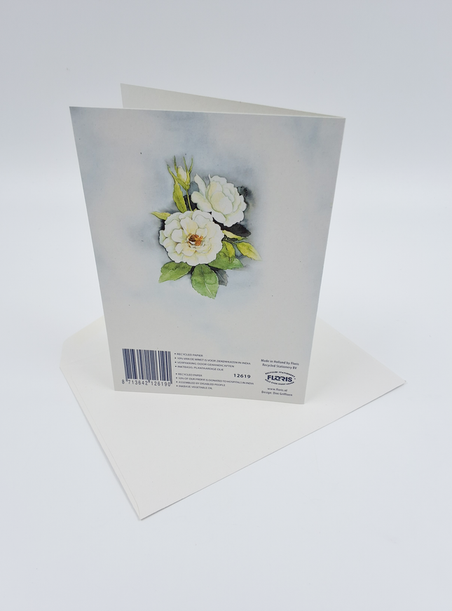 Wenskaart twee witte rozen