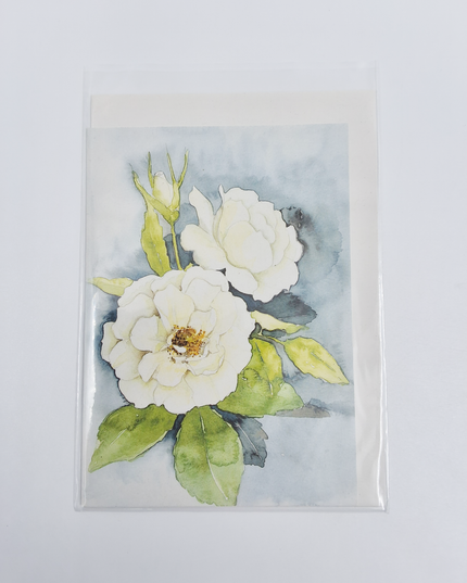 Wenskaart twee witte rozen