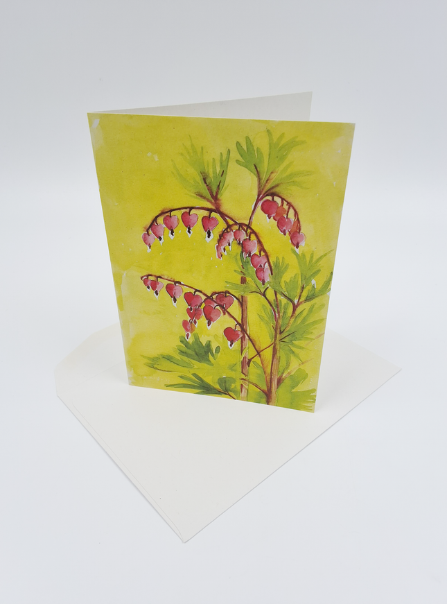 Wenskaart bloemen gebroken hartje