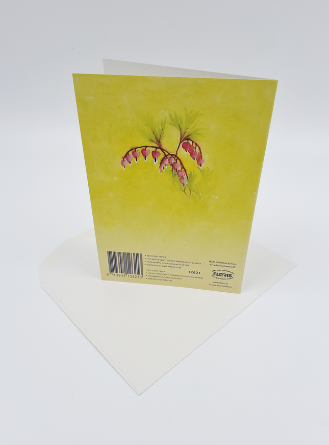 Wenskaart bloemen gebroken hartje