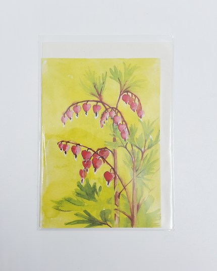 Wenskaart bloemen gebroken hartje