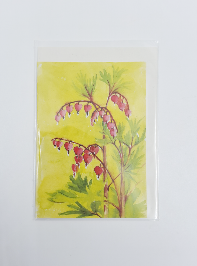 Wenskaart bloemen gebroken hartje