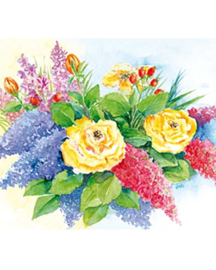 Wenskaart boeket roos