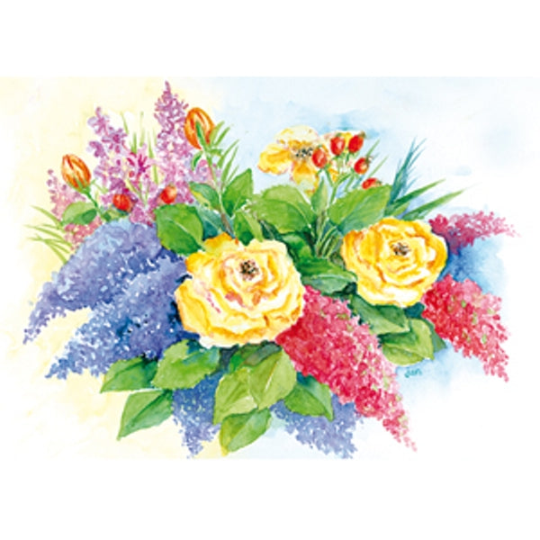 Wenskaart boeket roos