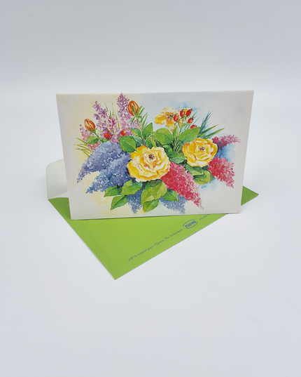 Wenskaart boeket roos