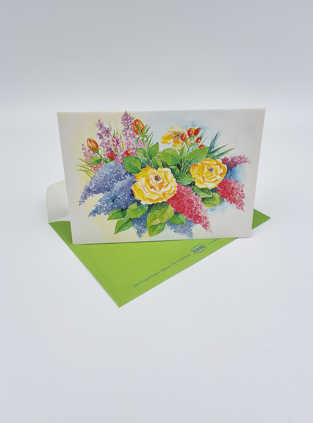 Wenskaart boeket roos