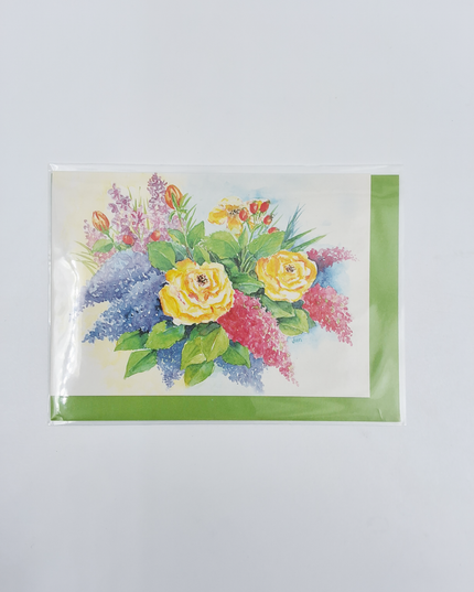 Wenskaart boeket roos