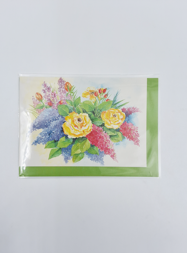 Wenskaart boeket roos