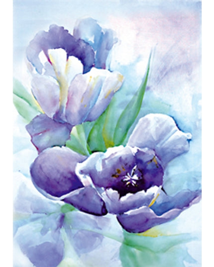 Wenskaart paarse tulp Ria