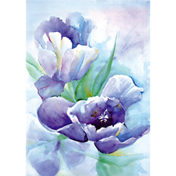 Wenskaart paarse tulp Ria