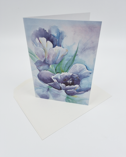 Wenskaart paarse tulp Ria