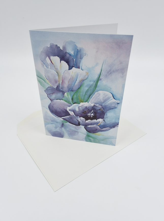 Wenskaart paarse tulp Ria