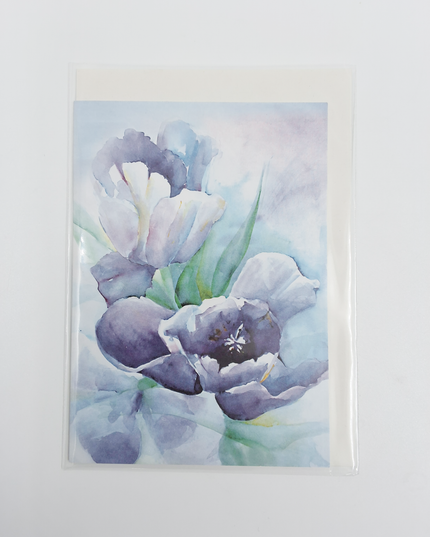 Wenskaart paarse tulp Ria