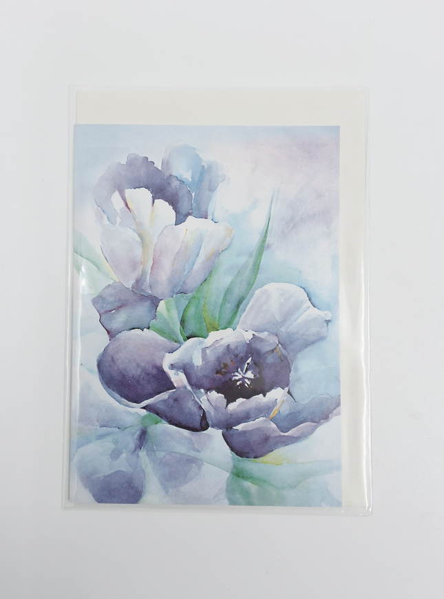 Wenskaart paarse tulp Ria