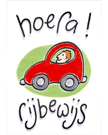 Wenskaart geslaagd, hoera rijbewijs