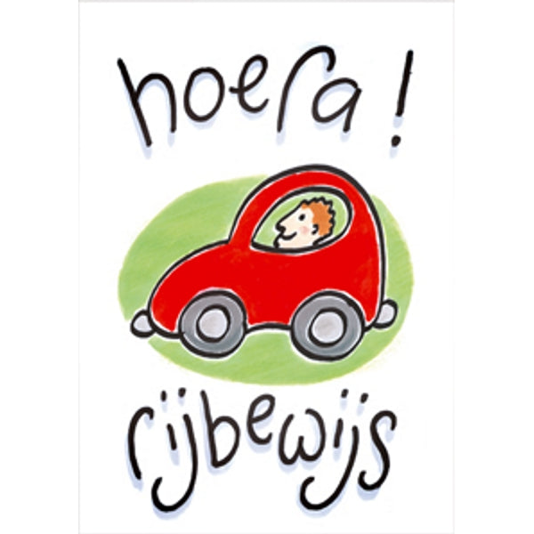 Wenskaart geslaagd, hoera rijbewijs