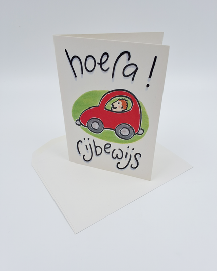 Wenskaart geslaagd, hoera rijbewijs