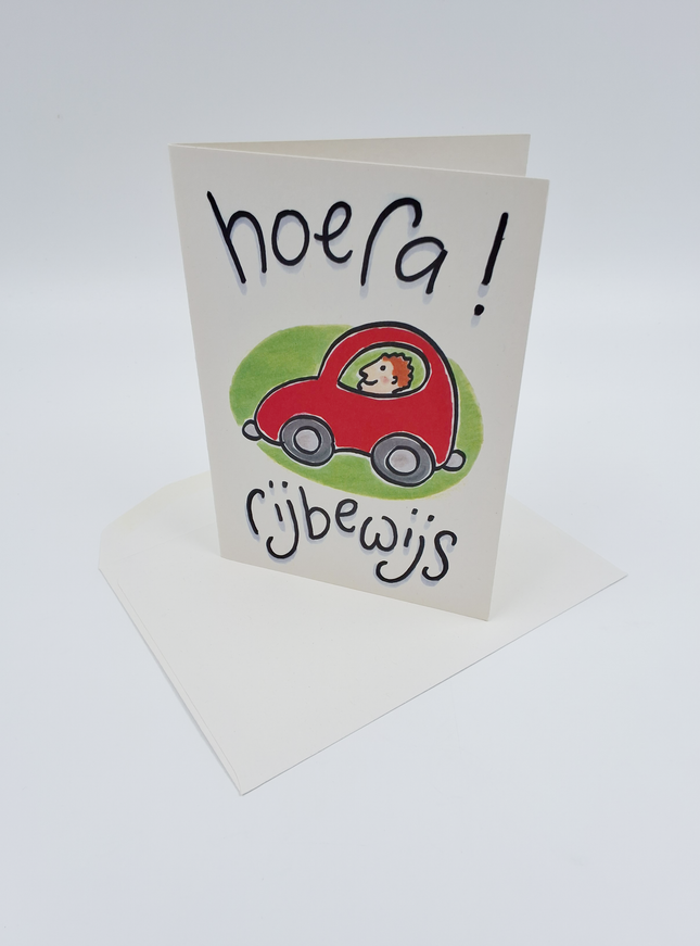 Wenskaart geslaagd, hoera rijbewijs