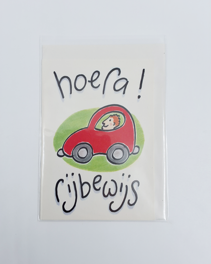 Wenskaart geslaagd, hoera rijbewijs