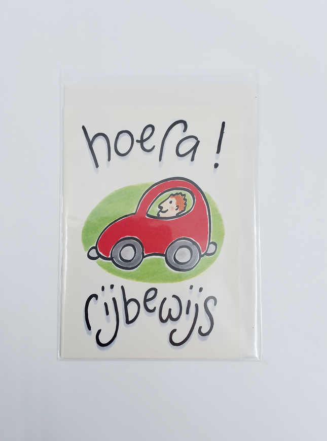 Wenskaart geslaagd, hoera rijbewijs