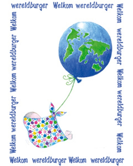 Wenskaart geboorte welkom wereldburger