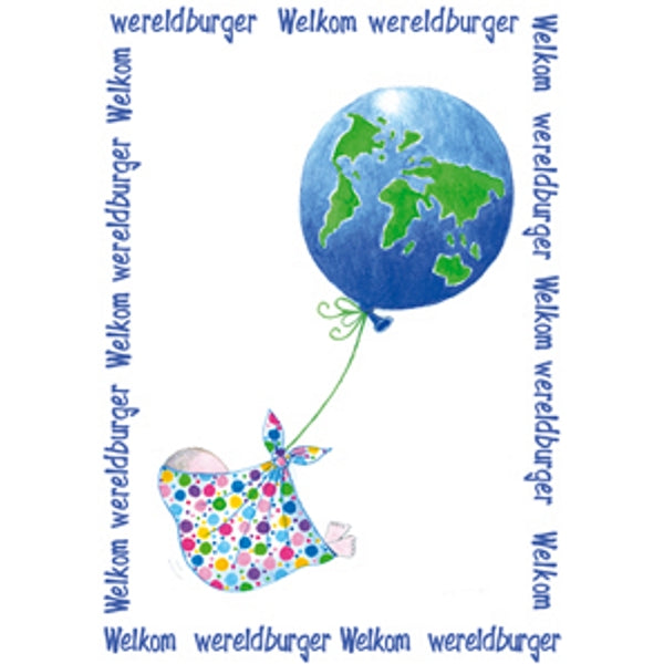 Wenskaart geboorte welkom wereldburger