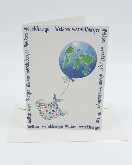 Wenskaart geboorte welkom wereldburger