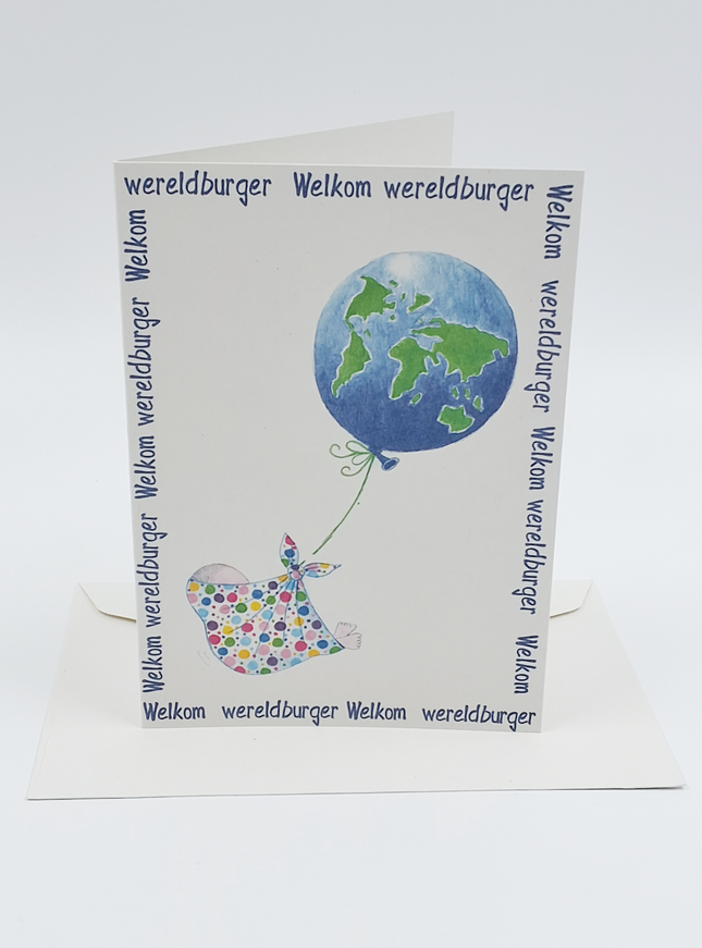 Wenskaart geboorte welkom wereldburger