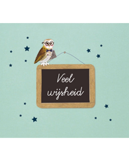 Wenskaart schoolbord, veel wijsheid
