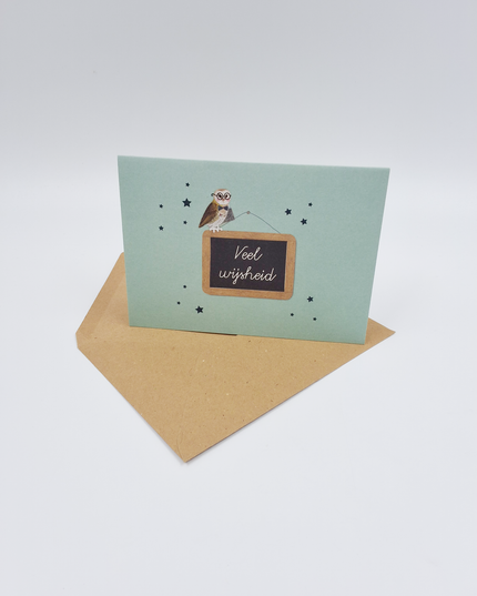 Wenskaart schoolbord, veel wijsheid