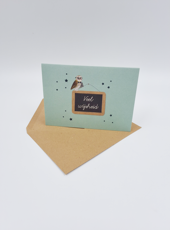 Wenskaart schoolbord, veel wijsheid