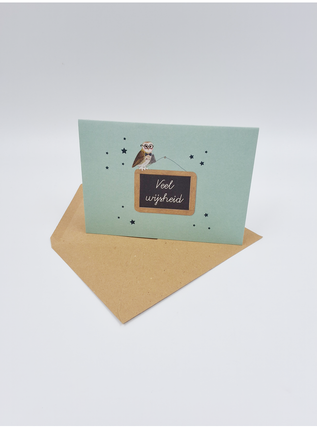 Greeting card blackboard, much wisdom