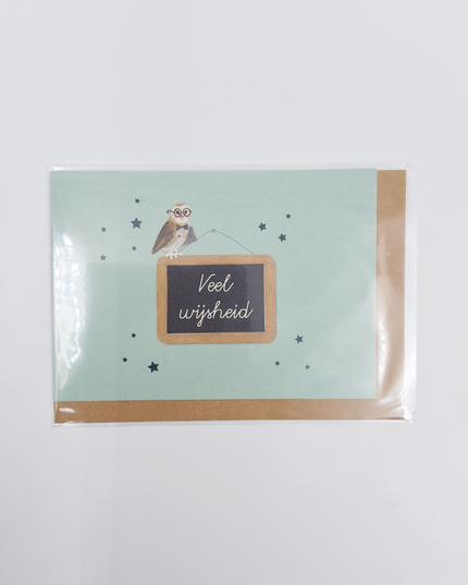 Wenskaart schoolbord, veel wijsheid