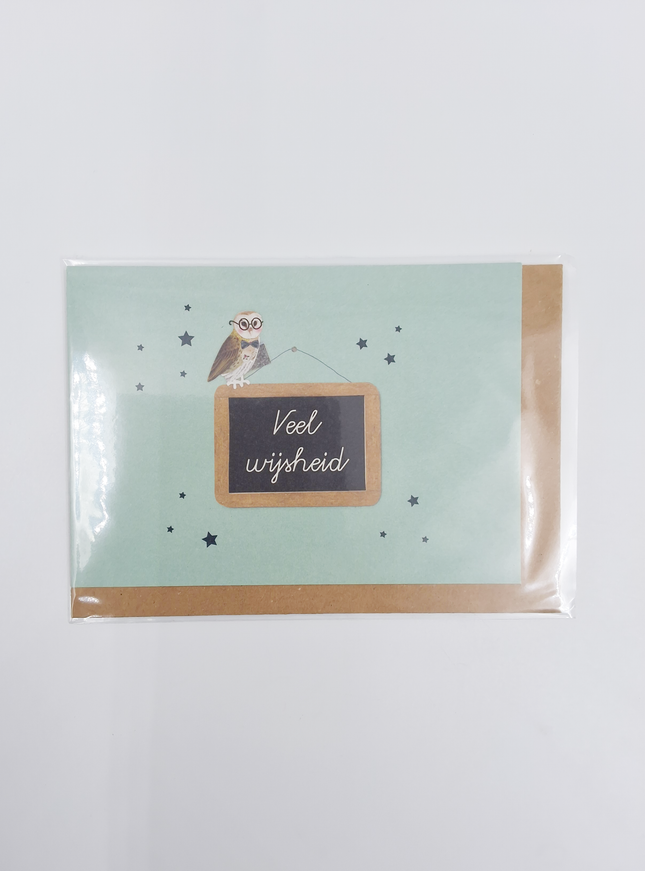 Wenskaart schoolbord, veel wijsheid
