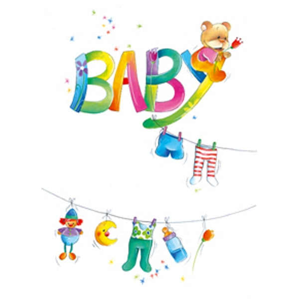 Wenskaart geboorte baby waslijn