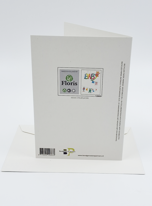 Wenskaart geboorte baby waslijn