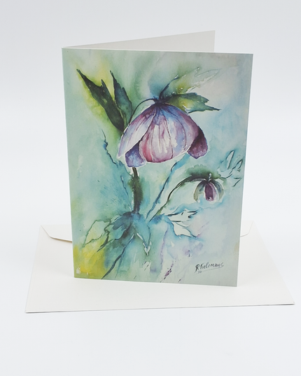 Wenskaart paarse helleborus