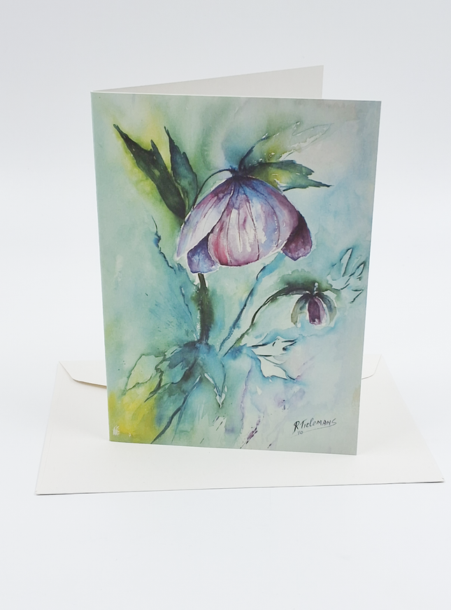 Wenskaart paarse helleborus