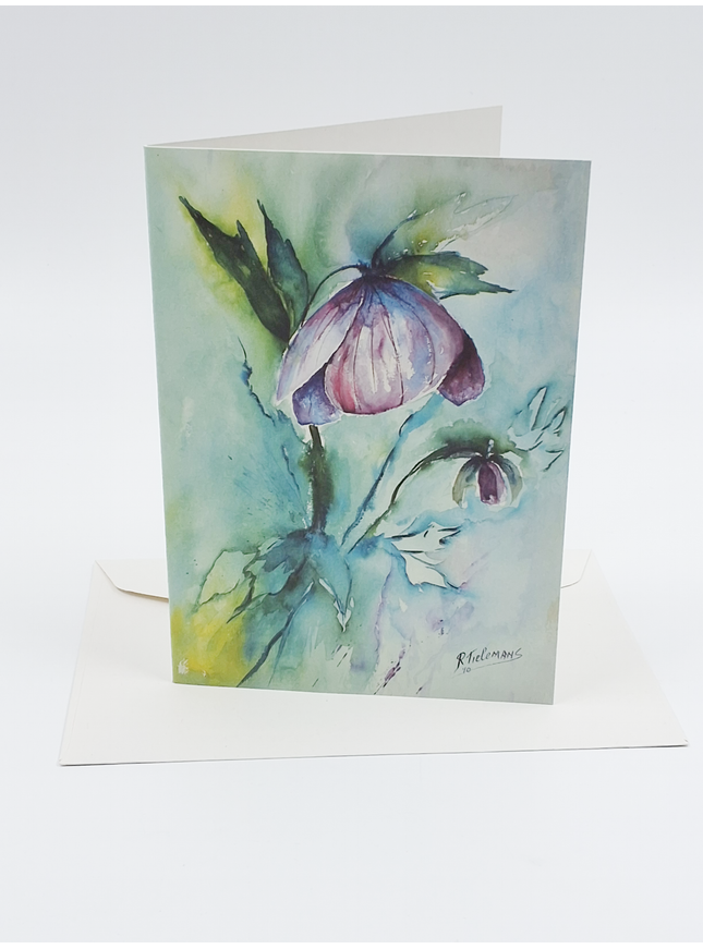 Purple helleborus greeting card