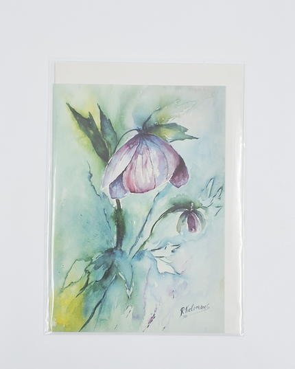 Wenskaart paarse helleborus