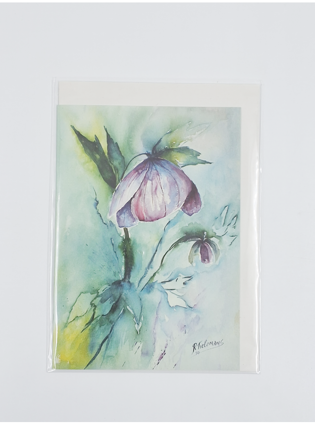 Purple helleborus greeting card