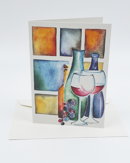 Wenskaart verjaardag glazen wijn